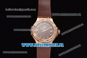 Hublot Big Bang Tutti Japanese Miyota Quartz Rose Gold Case with Brown Dial Stick Markers and Brown Rubber Strap