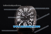 Franck Muller Black Croco Asia 2813 Automatic PVD Case wtih White Arabic Numeral Markers and Black Dial (BP)