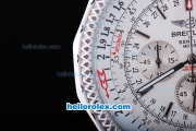 Breitling for Bentley Motors Chronograph Quartz Movement Full Steel with White Dial and Silver Stick Marker