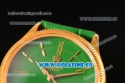 Rolex Cellini Time Asia 2813 Automatic Yellow Gold Case with Green Dial and Stick Markers