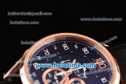 Tag Heuer Mikrograph Chrono Miyota OS10 Quartz Rose Gold Case with Black Leather Strap and Black Dial