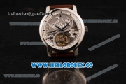 Vacheron Constantin Traditionelle Minute Repeater Tourbillon Swiss Tourbillon Manual Winding Steel Case with Gray Dial and Steel Bezel Brown Leather Strap