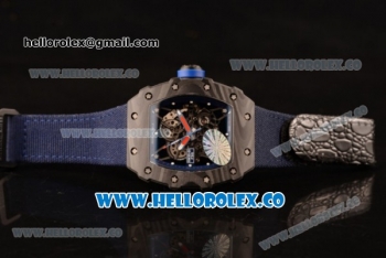 Richard Mille RM 055 Miyota 9015 Automatic Carbon Fiber Case with Skeleton Dial and Blue Nylon/Leather Strap