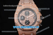 Audemars Piguet Royal Oak Offshore Seiko VK67 Quartz Rose Gold/Diamonds Case with Rose Gold Dial Diamonds Bezel and Arabic Numeral Markers