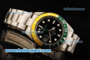 Rolex GMT-Master II Automatic Movement Full Steel with Green/Yellow Bezel and Black Dial