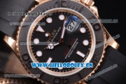 Rolex Yachtmaster 40 Swiss ETA 2836 Automatic Rose Gold Case with Black Dial and Black Rubber Strap Dot Markers - 1:1 Original (JF)