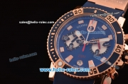 Ulysse Nardin Marine Chronograph Quartz Movement RG Case with Black Dial and Blue Bezel-Blue Rubber Strap