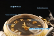 Rolex Datejust Automatic Movement ETA Coating Case with Gold Bezel and Roman Numerals- Two Tone Strap