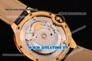 Cartier Ballon Bleu De Large Swiss ETA 2824 Automatic Yellow Gold Case with Silver Dial and Black Markers