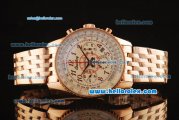 Breitling Montbrillant Swiss Valjoux 7750 Automatic Full Rose Gold with White Dial and Rose Gold Markers