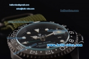 Rolex Pro-Hunter GMT-Master Asia 2813 Automatic PVD Case with Green Nylon Strap and Black Dial Stick Markers