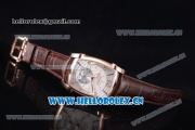 Parmigiani Kalpa Grande Clone Parmigiani PF331.01 Automatic Rose Gold Case with Silver/White Dial Stick/Arabic Numeral Markers and Brown Leather Strap