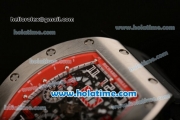 Richard Mille Felipe Massa Flyback Chrono Swiss Valjoux 7750 Automatic Steel Case with Black Rubber Bracelet Red/White Markers and Skeleton Dial