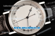 Breguet Classique Japanese Miyota 9015 Automatic Movement Steel White Dial and Roman Numeral Markers Leather Strap (FF)