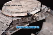 Audemars Piguet Royal Oak 41 Asia 2813 Automatic Diamonds/Steel Case with White Grids Dial Diamonds Bezel and Stick Markers (EF)