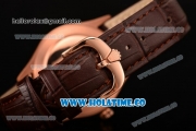 Rolex Cellini Time Asia 2813 Automatic Rose Gold Case with Brown Leather Strap Stick Markers and White Dial (BP)