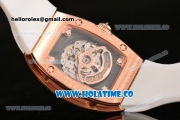 Richard Mille RM007 Miyota 6T51 Automatic Rose Gold Case with Diamonds Dial and White Rubber Strap