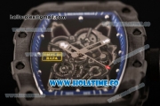 Richard Mille RM35-01 Bubba Watson Tourbillon Manual Winding Carbon Fiber Case with Skeleton Dial and White Dot Markers - Blue Inner Bezel