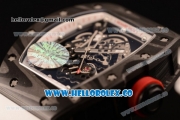 Richard Mille RM 055 Miyota 9015 Automatic Carbon Fiber Case with Skeleton Dial and White Rubber Strap