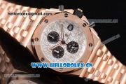 Audemars Piguet Royal Oak Offshore Seiko VK67 Quartz Rose Gold Case/Bracelet with White Dial and Arabic Numeral Markers