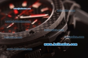 Hublot Big Bang Swiss Valjoux 7750 Automatic Carbon Fiber Case with Black Dial and Red Markers