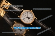 Breguet Classique Miyota 9015 Automatic Yellow Gold Case with White Dial Black Leather Strap and Arabic Numeral Markers