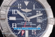 Breitling Avenger II GMT Swiss ETA 2824 Automatic Steel Case with Black Dial Arabic Number Markers and Black Rubber Strap