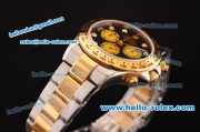 Rolex Daytona Swiss Valjoux 7750-SHG Automatic Two Tone Case/Strap with Black Dial and Diamond Markers