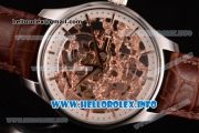 Patek Philippe Complicated Skeleton Asia Automatic Steel Case with Skeleton Dial and Brown Leather Strap (GF)