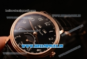 BlancPain Villeret Miyota 9015 Automatic Rose Gold Case with Black Dial Arabic and Black Leather Strap (EF)