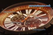 Roger Dubuis Chronograph Quartz PVD Case with Brown Bezel and Black Dial-Black Rubber Strap