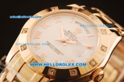 Rolex Day-Date Swiss ETA 2836 Automatic Rose Gold Case with Diamond Bezel and White Dial -Rose Gold Strap