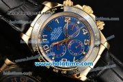 Rolex Daytona Asia ST17 Automatic Yellow Gold Case with Blue Dial Ceramic Bezel and Arabic Numeral Markers