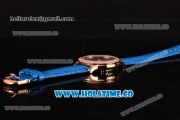 Blancpain Women Ladybird Ultraplate Miyota 9015 Automatic Rose Gold Case with Diamonds Bezel and Blue Dial (G5)