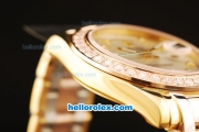 Rolex Day-Date Automatic Gold Case with Diamond Bezel and Diamond Marking-Small Calendar