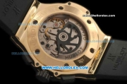 Hublot Big Bang Chronograph Swiss Valjoux 7750 Automatic Movement Gold Case with Black Dial and Black Rubber Strap