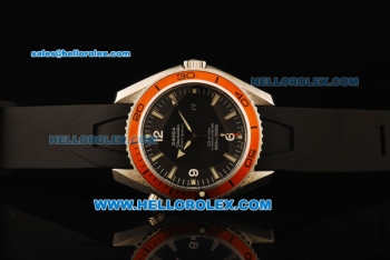 Omega Seamaster Planet Ocean Automatic Movement Steel Case with Black Dial and Orange Bezel-Black Rubber Strap