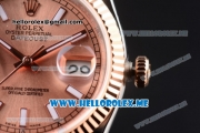 Rolex Datejust Clone Rolex 3135 Automatic Two Tone Case/Bracelet with Rose Gold Dial and Stick Markers (BP)