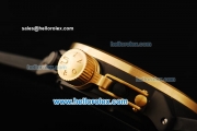 U-Boat Italo Fontana Chronograph Swiss Valjoux 7750 Automatic Movement PVD Case with Gold Bezel and Black Leather Strap