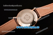 Patek Philippe Calatrava Miyota Quartz Rose Gold Case with White Dial and Diamonds Markers - Diamonds Bezel