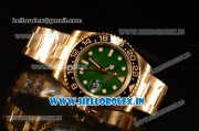 Rolex GMT-Master II Swiss ETA 2836 Automatic Yellow Gold Case With Ceramic Bezel Green Dial 116718LN