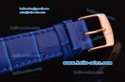 A.Lange&Sohne Richard Lange Miyota OS2035 Quartz Rose Gold Case with Blue Leather Strap and Blue Dial