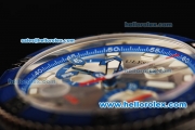 Ulysse Nardin Marine Swiss Valjoux 7750 Automatic Movement Blue Bezel-Silver Dial and Black Rubber Strap