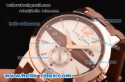 Ulysse Nardin Executive Dual Time ST22 Automatic Run 6@Sec Rose Gold Case with White Dial and Brown Rubber Strap 7750 Coating