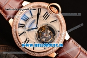 Cartier Ballon Bleu Tourbillon Seagull ST80 Tourbillon Manual Winding Rose Gold Case with White Dial and Diamonds Bezel