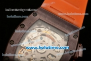 Richard Mille Limited Edition USA Chrono Swiss Valjoux 7750 Automatic Brown PVD Case with Skeleton Dial Numeral Markers and Orange Rubber Bracelet