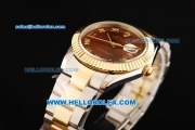 Rolex Datejust II Oyster Perpetual Automatic Movement Brown Dial with Gold Roman Numerals and Gold Bezel-Two Tone Strap