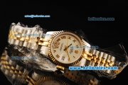 Rolex Datejust Automatic Movement ETA Coating Case with Gold Roman Numerals and Gold Bezel