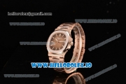 Patek Philippe Nautilus Miyota 9015 Automatic Rose Gold Case Brown Dial With Stick Markers Rose Gold Bracelet