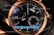 Cartier Calibre De Asia ST16 Automatic Rose Gold Case with Black Leather Strap Roman Numeral Markers and Black Dial